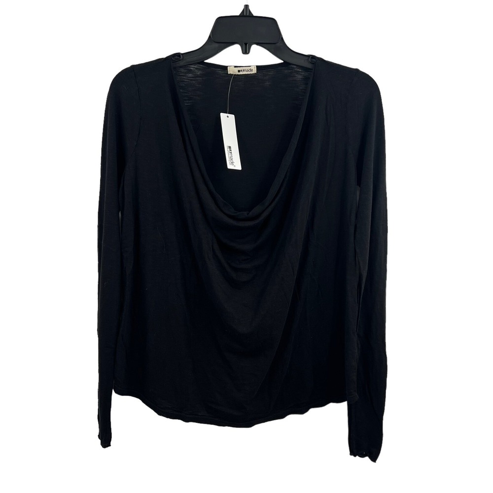 LAMade Black Long Sleeve Cowl Neck Tee XS New
